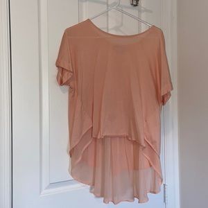Blush pink elegant blouse. Short front. Long back.